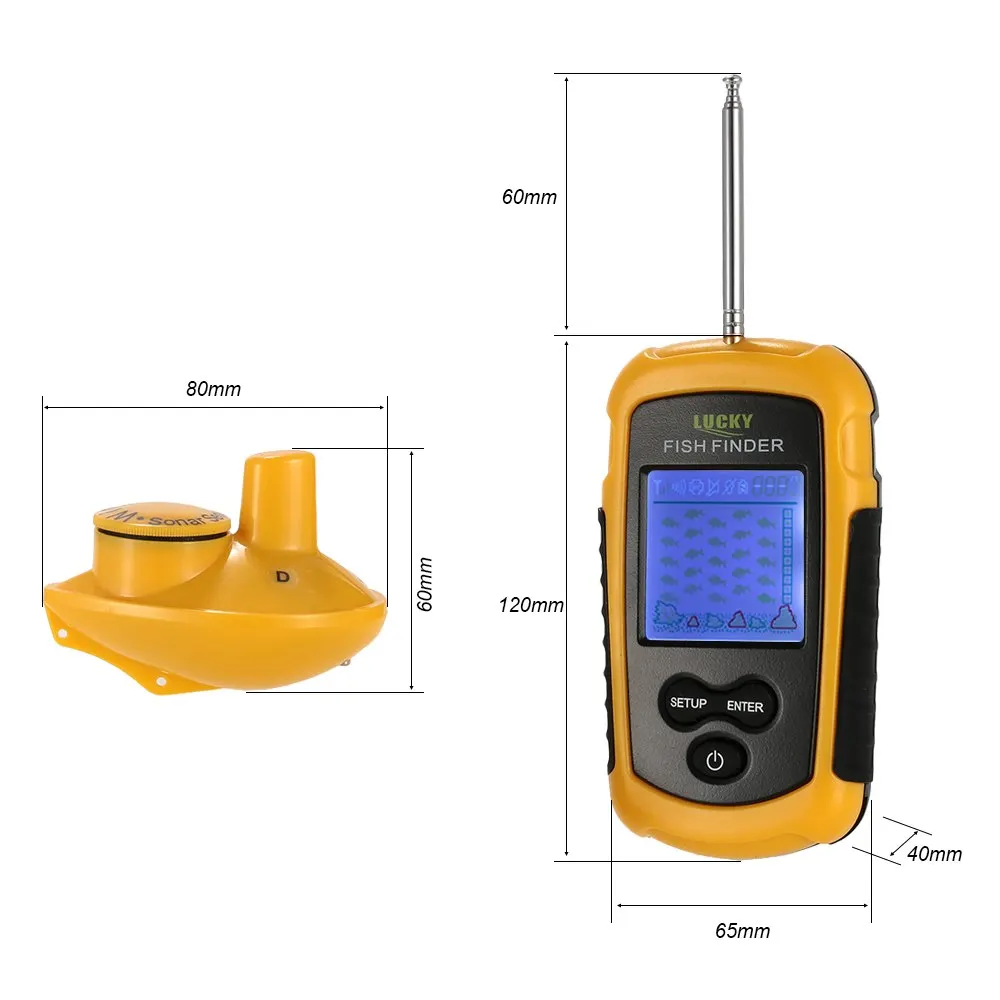 محظوظ FFW1108-1 اللاسلكية صياد السمك سونار Fishfinder 40 m LCD صياد السمك مدى عمق المحيط بحيرة البحر الصيد الرقبة حزام Pesca