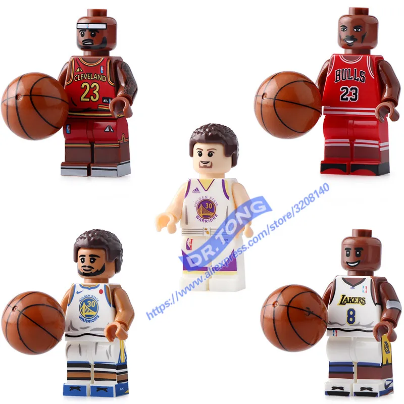 

DR.TONG 5PCS/LOT NBA Professional Basketball Player Michael Jordan Kobe Bryant Stephen Curry Building Blocks Toys Children Gifts