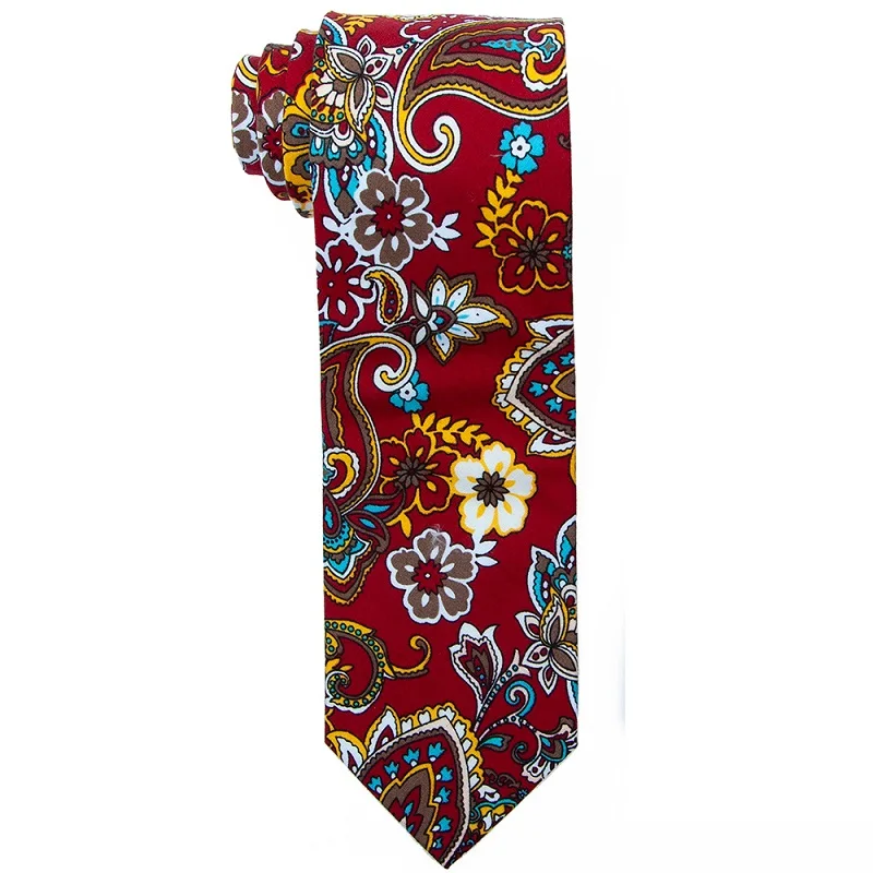 Портной Смит 7,5 см с принтом Пейсли Цветочный Хлопок Галстуки Мода дизайнер Красочные Пейсли цветок галстуки галстук для мужчин свадьба