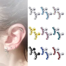 Модные женские серьги для ушного хряща серьги-гвоздики из нержавеющей стали с кристаллами многоразовые красивые пирсинг ювелирные изделия для девочек противоаллергические Новые
