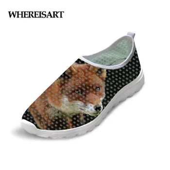 

WHEREISART Cushioning Men's Shoes Men Safety Fox Pattern Shoes For Man Breathable Casual Outdoor Walking Loafers Summer Shoes
