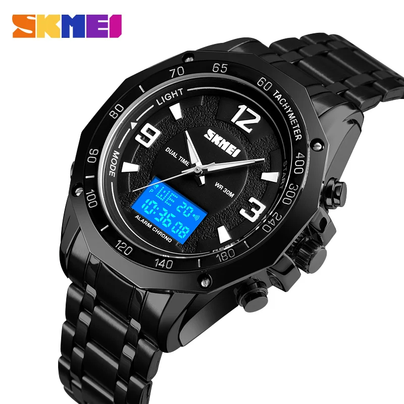

SKMEI Fashion Sport Men Watch Digital Wristwatches Dual Display Waterproof Luminous Silver/Black Colors relogio masculino 1504