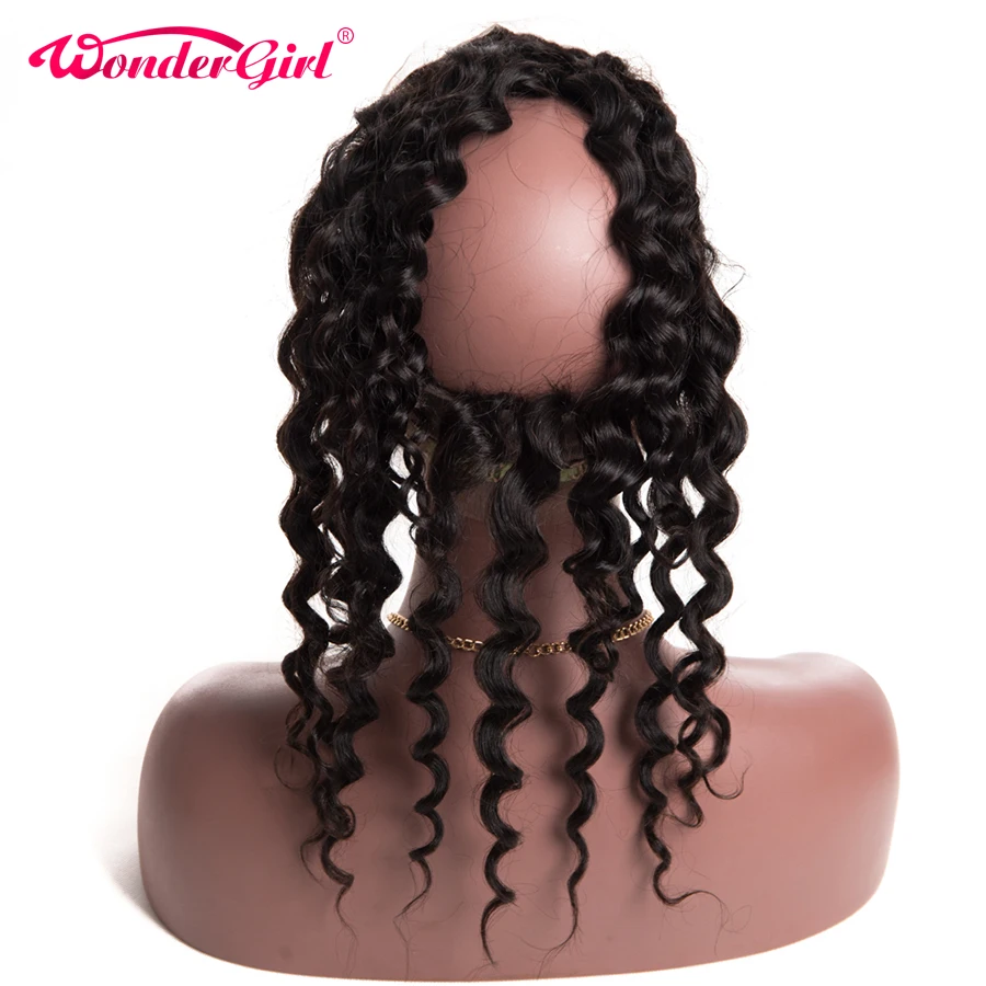 Pre Plucked 360 Lace Frontal Closure Brazilian Hair Deep Wave Frontal No Shedding Remy Human Hair With Baby Hair Wonder girl