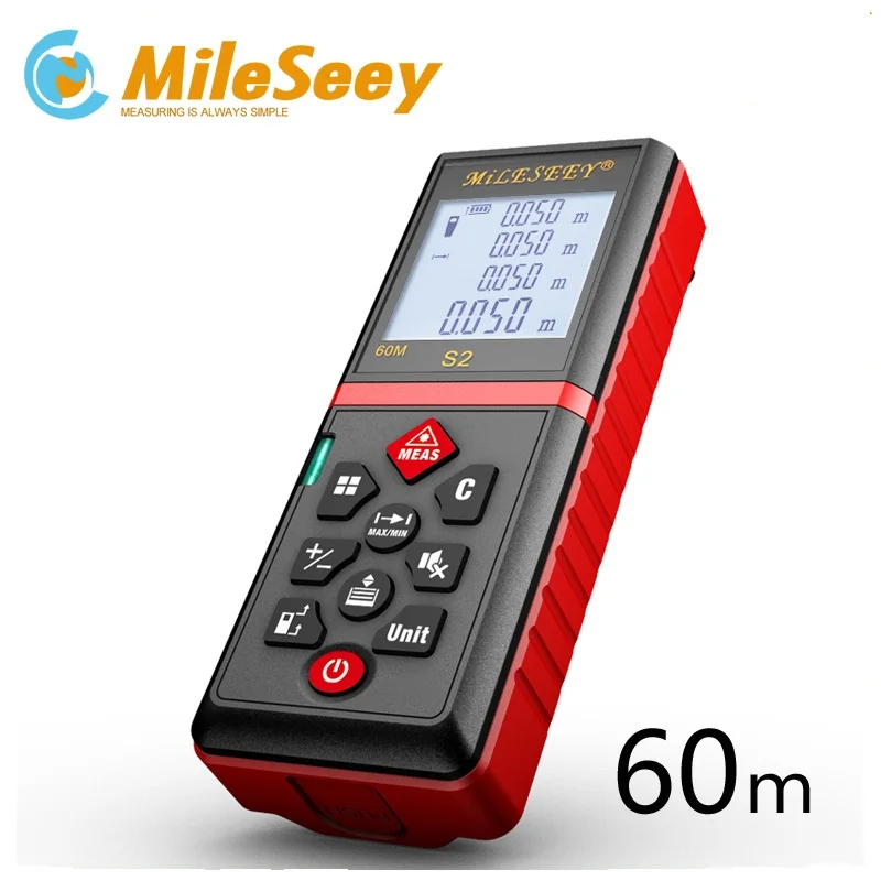 

Mileseey S2 laser distance Meter 60M Built-in Bubble Level With Smart MuteButton Area And Volume Measurement Laser RangeFinder