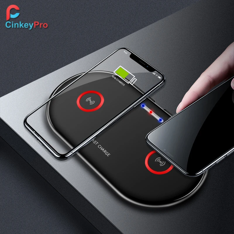 Double Seat Wireless Charger Pad 5W & 10W Fast Charging for iPhone 7.5W 8 X Samsung Charge Mobile Phone QI Device CinkeyPro Double Seat Wireless Charger Pad 5W & 10W Fast Charging for iPhone 7.5W 8 X Samsung Charge Mobile Phone QI Device CinkeyPro
