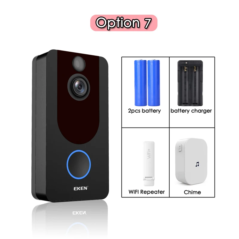 Eken V7 HD 1080P смарт WiFi видео дверной звонок камера визуальный домофон ночное видение IP дверной звонок беспроводная камера безопасности - Цвет: Option 7