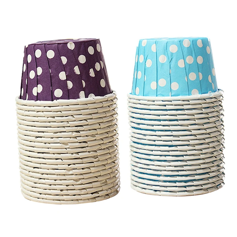 

40 Pcs Paper Cups For Cupcake Muffin Cake Mold Decoration Point-Purple & Blue