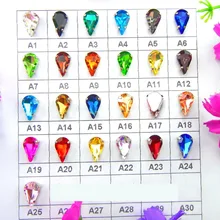 Glass Crystal Silver claw 3*6mm 6*10mm 8*13mm water drop pear shape fancy colors mix Sew on rhinestone beads hand made diy