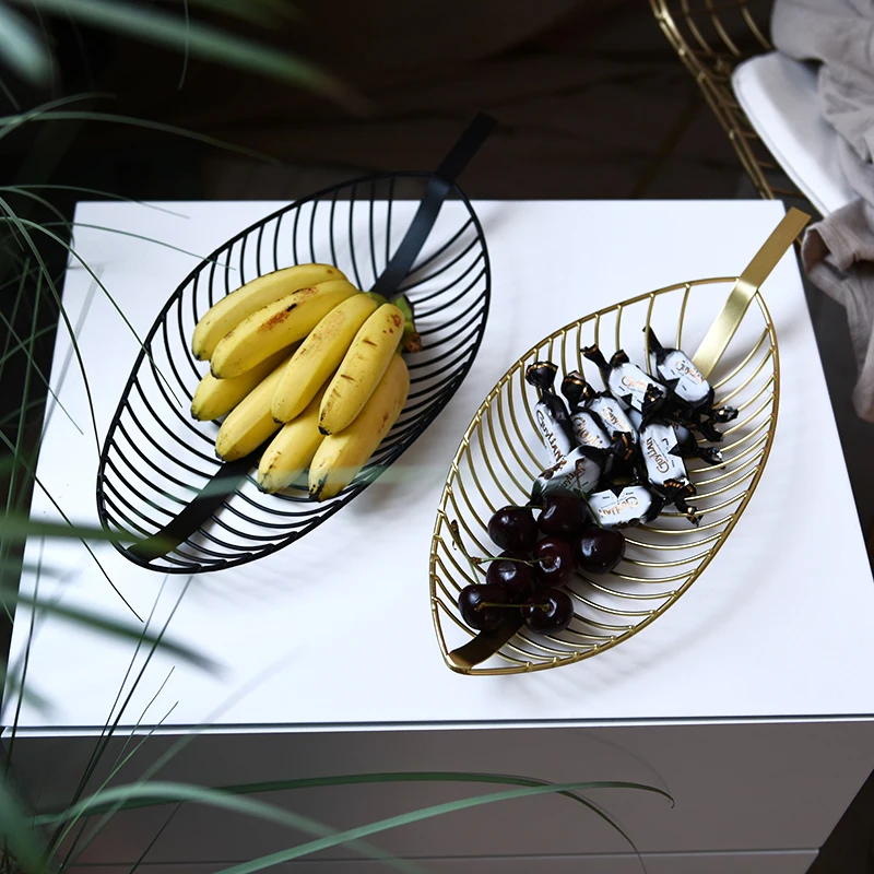 

Nordic coffee table table fruit plate decoration handmade shaped metal leaves fruit basket candy snacks storage basket ZP3151940