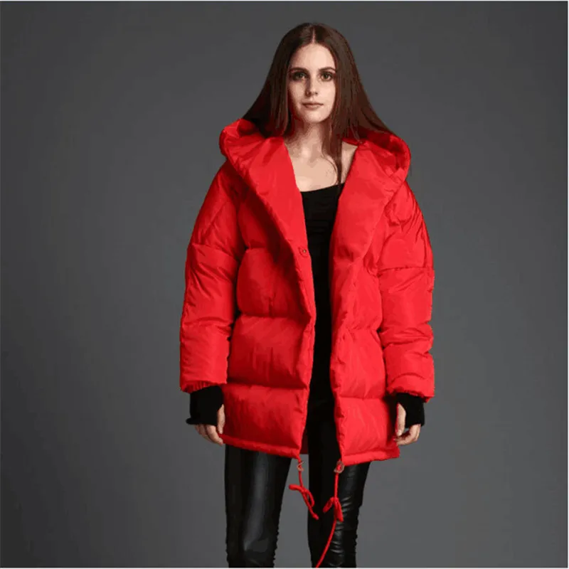 Пальто более размера d, Женская пуховая куртка, утепленное пуховое пальто, зимняя куртка с капюшоном, женская белая пуховая куртка, парка, большой размер, C2581 - Цвет: red