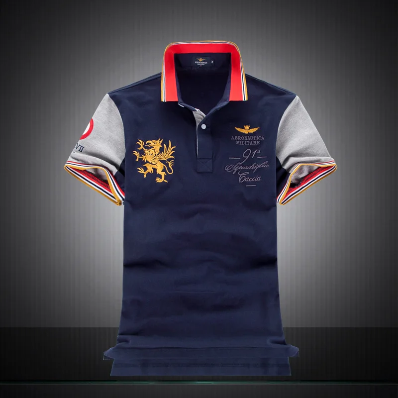 

2018 New Men's Polo Shirts fashion Style 100% Cotton embroidery Aeronautica militare brand short sleeve polo shirt men