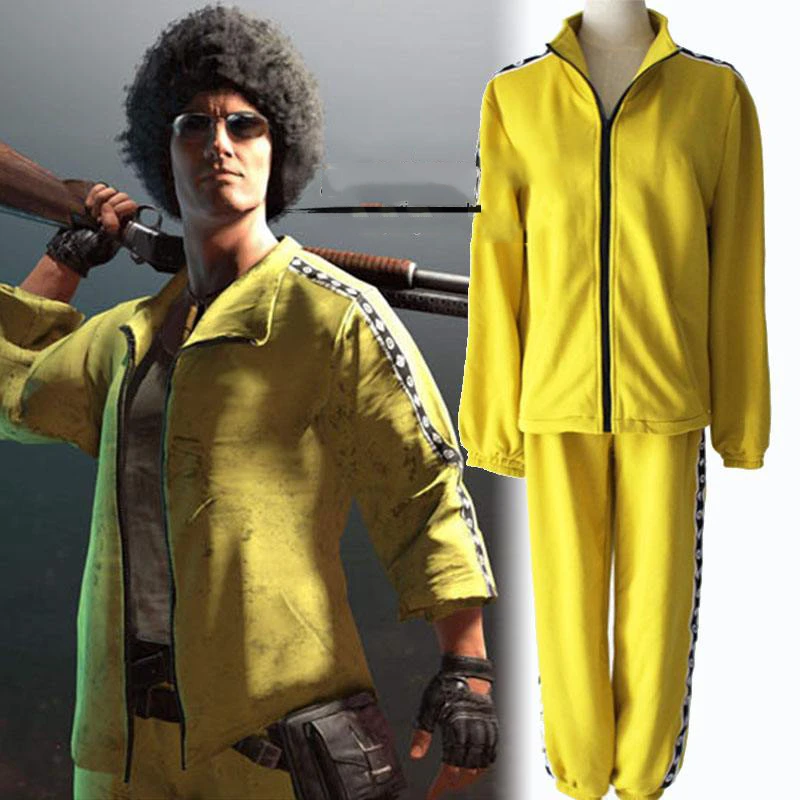 PUBG Yellow Cosplay Costume Cool Sports Suit For Kids Adult War Game Performance Halloween Party Wholesale Price Free shipping |