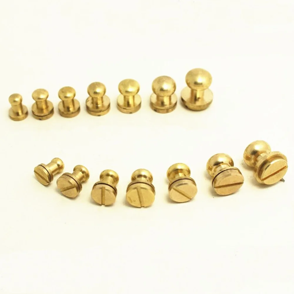 20Pcs Leather Craft Belt Wallet Solid Brass Nail Rivets Chicago Screws