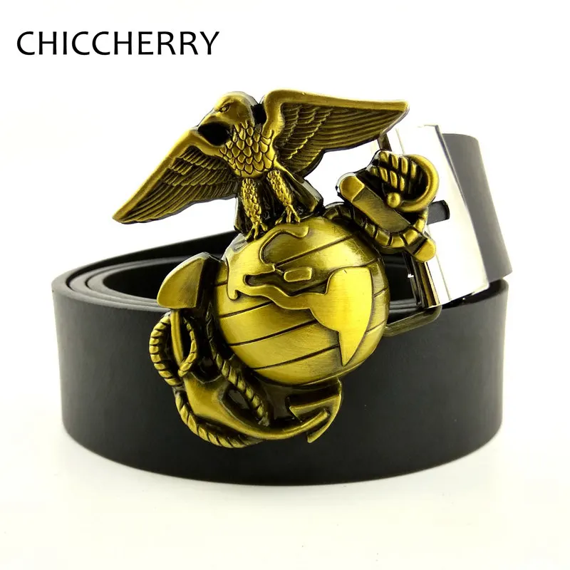 New Fashion Mens Designer Belts 2016 Black Leather US Marine Corps 3D