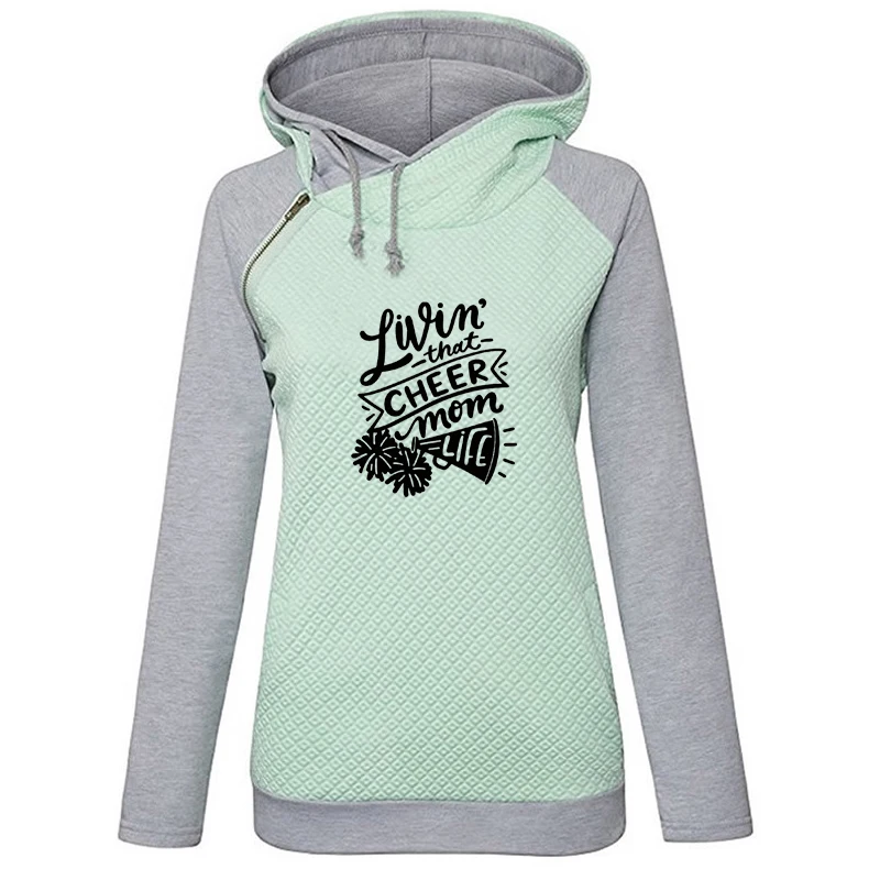 

Livin That Cheer Mom Life Letter Print Hoodies Women Football Lover Kawaii Tops Snow Printing Mom Gift Femmes Sweatshirt