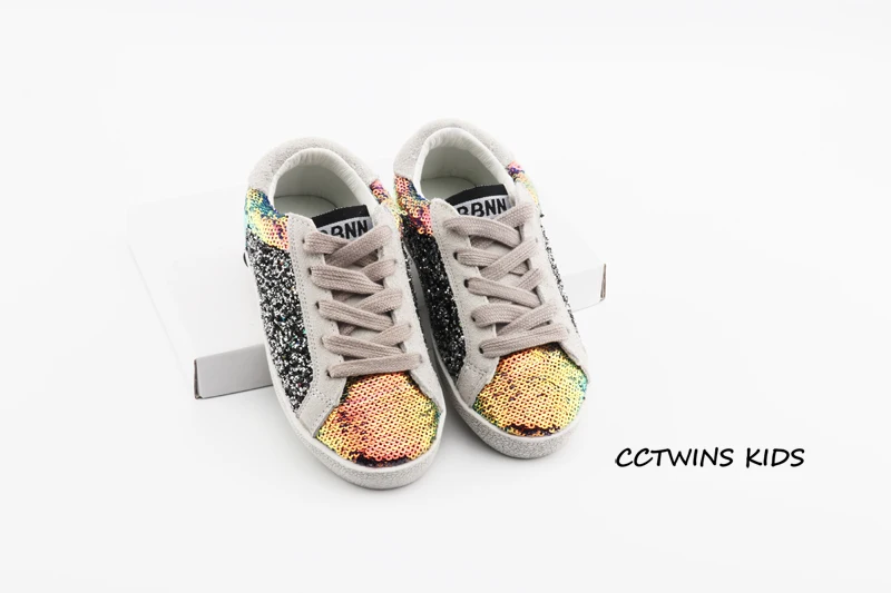 CCTWINS KIDS/осень г.; модные детские кроссовки с блестками; повседневные кроссовки из натуральной кожи для маленьких мальчиков; кроссовки для девочек; FC2340