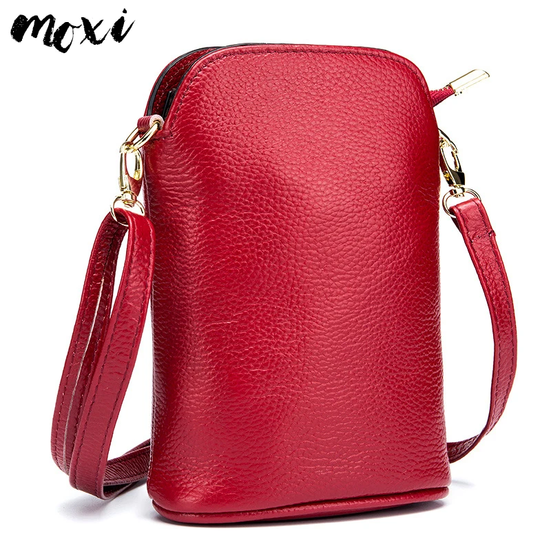Moxi Women Messenger Bag Genuine Leather Small Phone Bag Cowskin