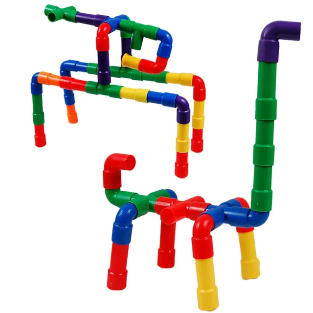 new assembling toy water pipe plastic building blocks belt wheel