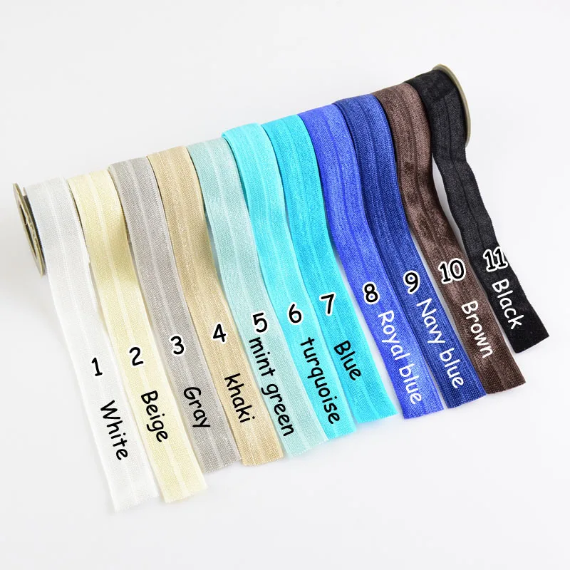 

50yards/lot 23 Color U Pick 5/8 Inch Fold Over Elastic Headbands Selling By The Yard DIY Hair Ties Hair Accessories Supply D01Y