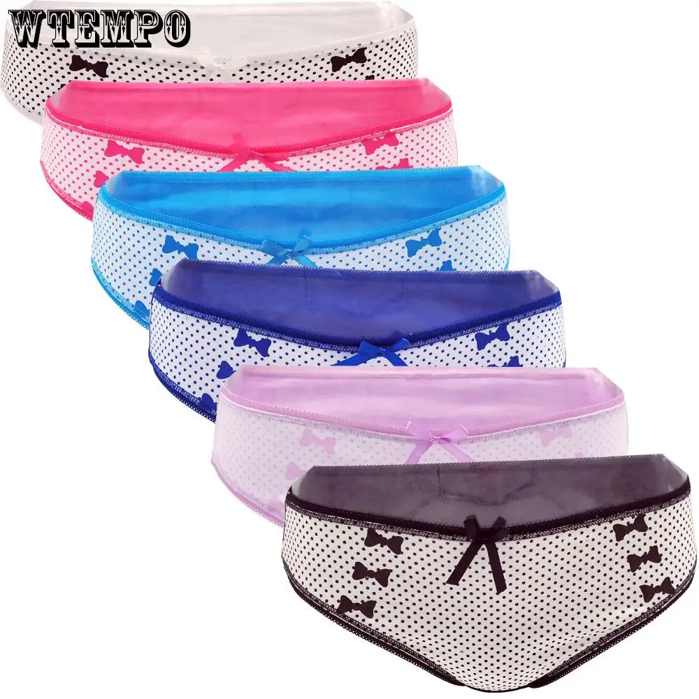 WTEMPO 6 шт./лот комплект хлопковых трусов модное нижнее белье в горошек удобные