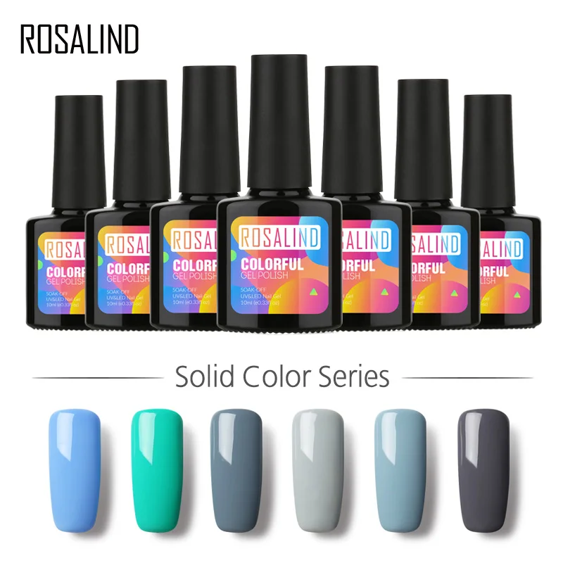 

ROSALIND Gel 1 P+Black Bottle 10ML Pure Color 58 Colors 01-30 Gel Nail Polish Nail Art UV LED glitter DIY Painting Gel Lacquer