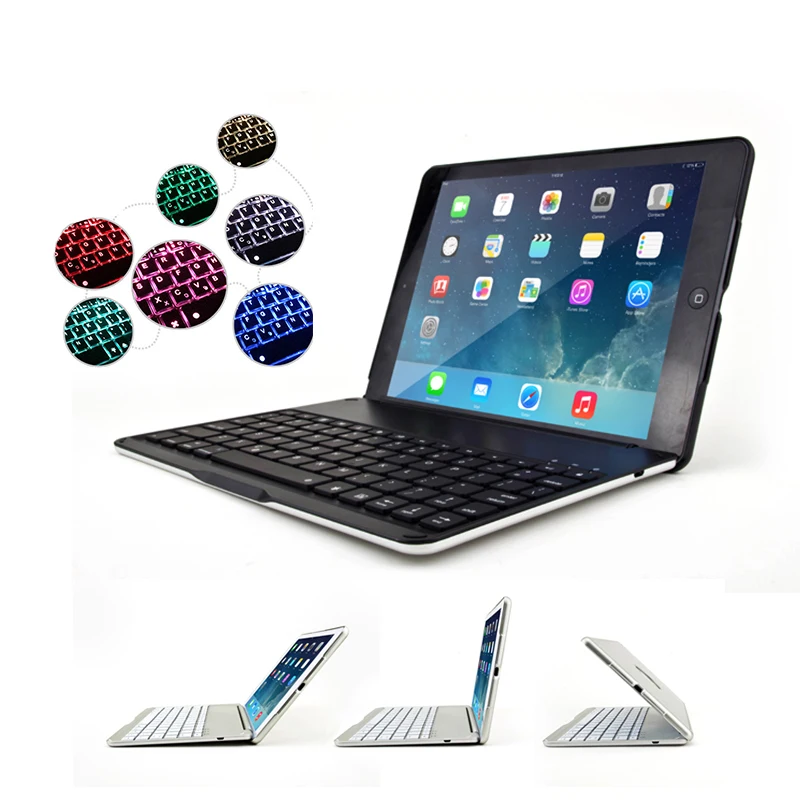 

7-color Backlit Bluetooth Keyboard Case for iPad 9.7 New 2017 2018 High Quality Flip Cover Laptop Shell Tablet Case for iPad Air