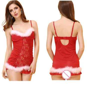 

Good Quality Plus Size XXL Lady Christmas Lingerie sexy baby doll costumes role play party performance for girls One suit