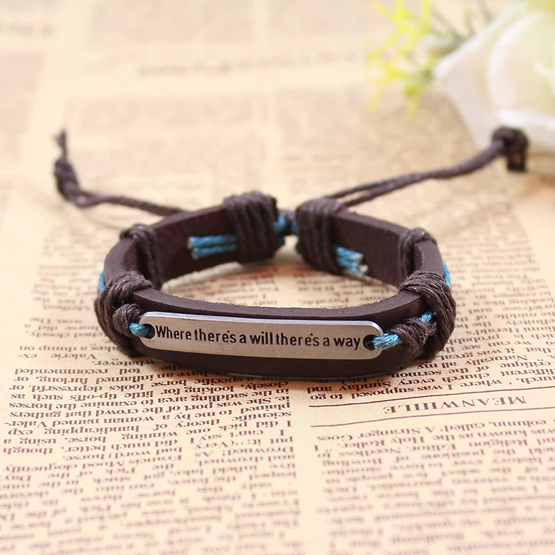 Male Inspirational Motto Bracelet Men S Multi Braided Thin Male Inspirational Motto Bracelet Men S Multi Braided Thin Genuine Leather Gifts Wristband Drop Shipping In Chain Link Bracelets
