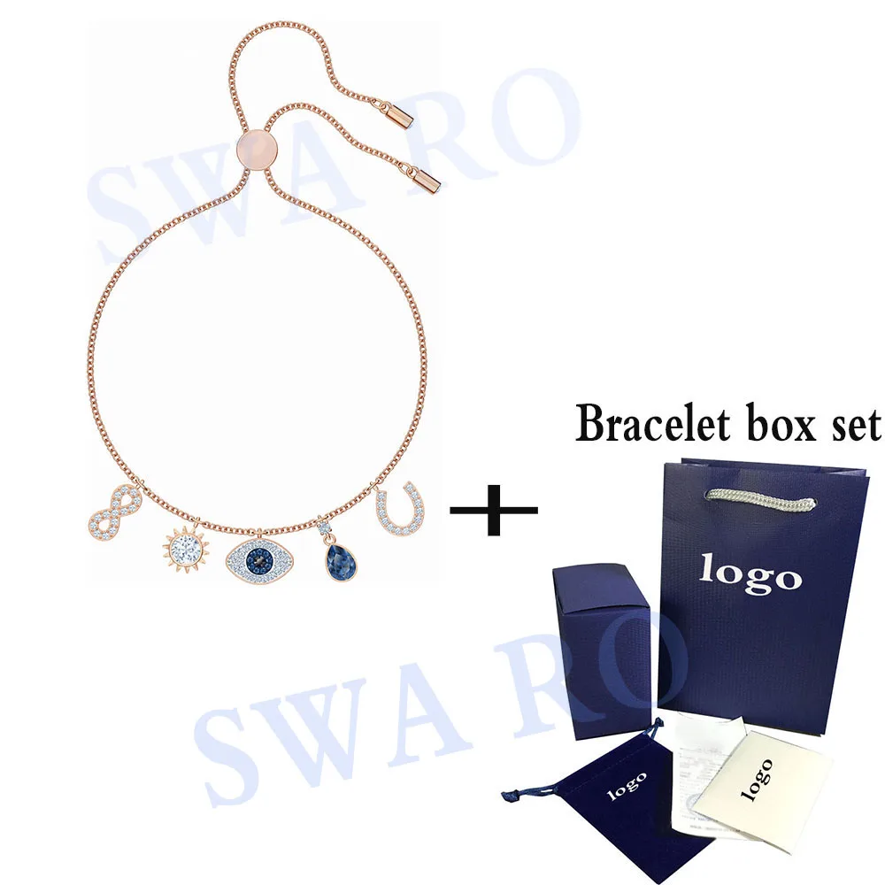

SWA RO 2019 New SYMBOLIC Bracelet Shiny Horseshoe Mascot Devil's Eye Pattern Crystal Female Bracelet Jewelry Wedding Set Gift