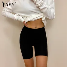Летние винтажные хлопковые однотонные обтягивающие байкерские шорты, женские сексуальные Стрейчевые шорты с высокой талией, белые черные шорты, женская уличная одежда