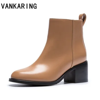 

european style contracted tide girl boots woman fashion genuine leather riding boots martin boots autumn winter high-heeled shoe