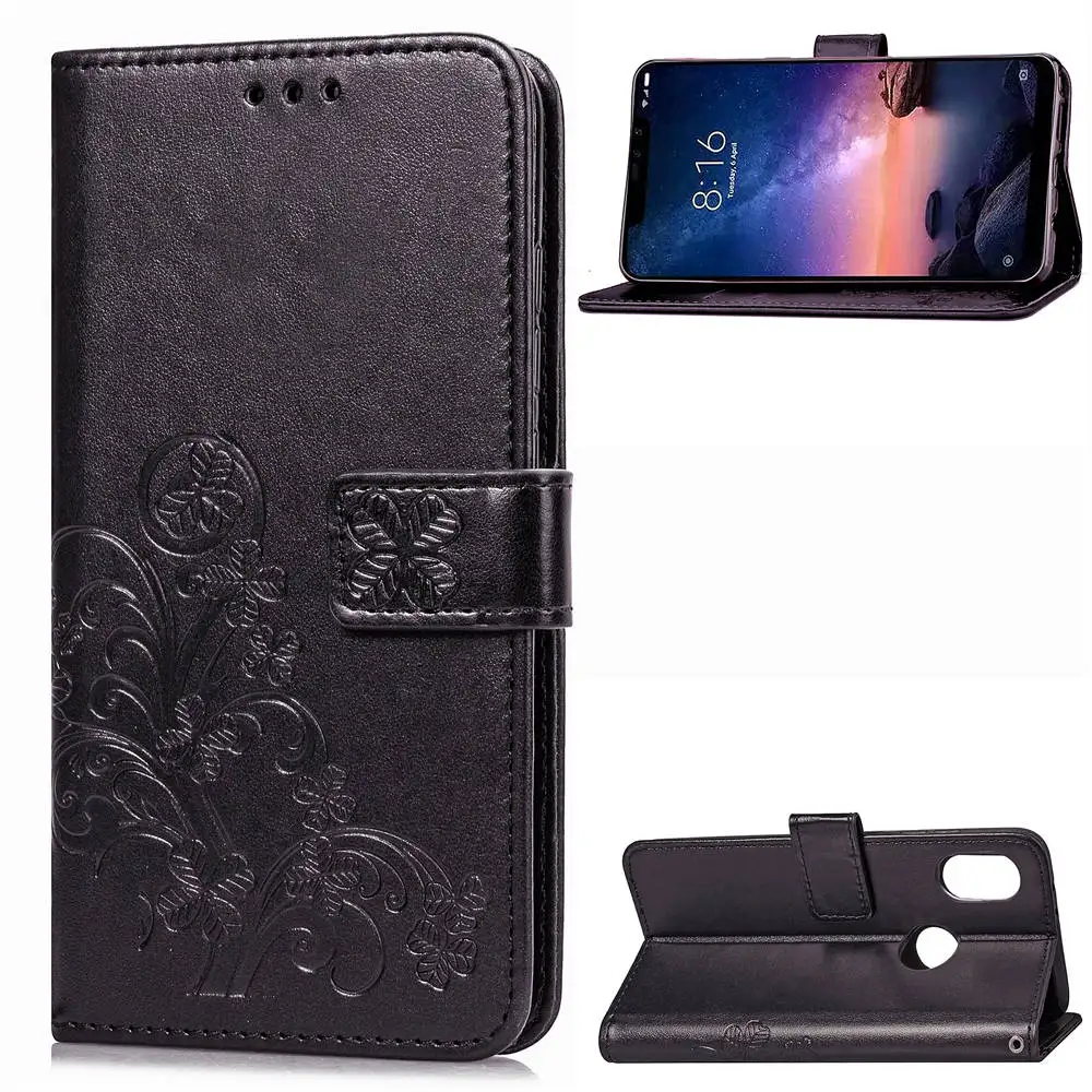 

Note6 or 6pro Sculpture Emboss Case for Xiaomi Redmi Note 6 Pro Cover Leather Flip Stand Card Slot Wallet Cases Black Note6Pro