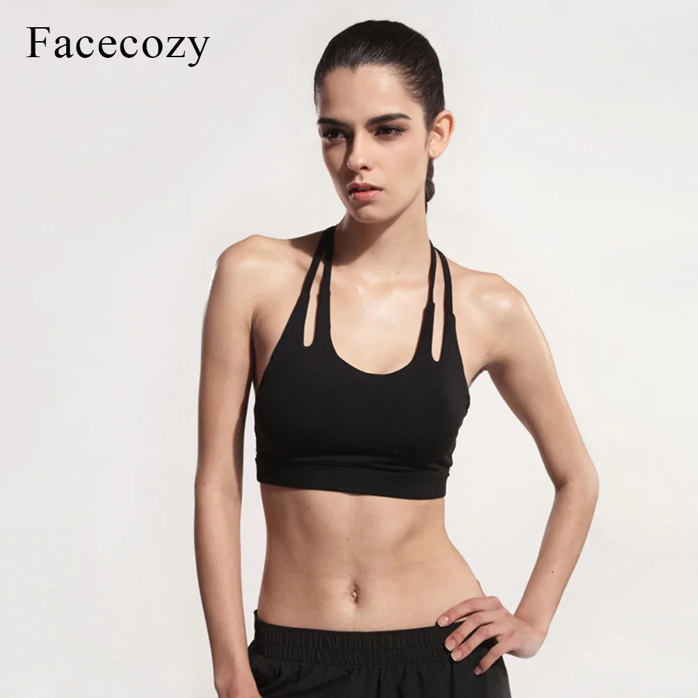 Facecozy Women Fitness Yoga Push Up Sports Bra