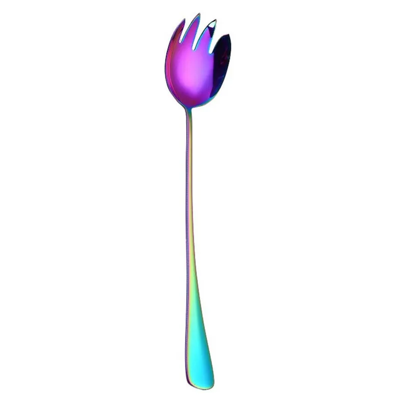 1pcs Fork Spoon Salad Stainless Steel Fruit Dessrt Fork Creative Spoons And Forks Spanner Tableware Colorful Kitchen 40JY154