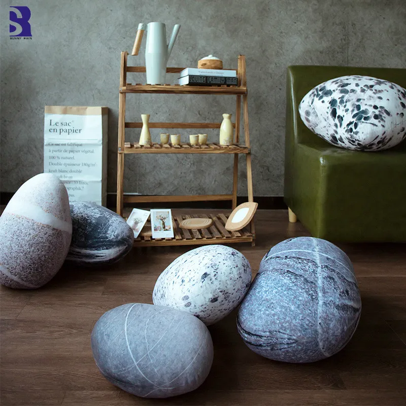 

SunnyRain 1-piece Short Plush Emulational Cobblestone Cushion Stone Floor Cushions Throw Pillow