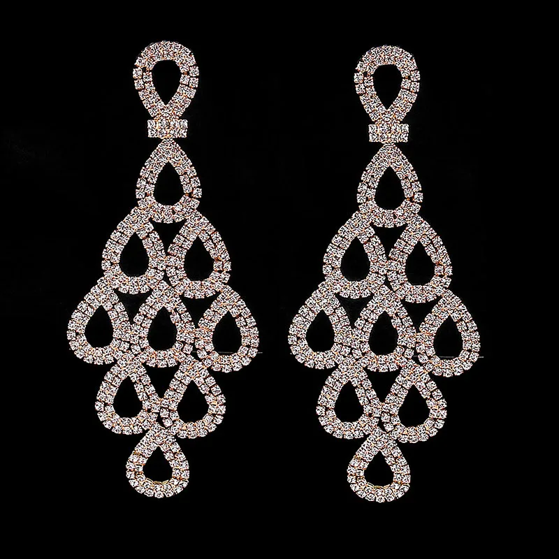 Shevalues AB Rhinestone Серьги для женщин длинные висящие серьги для женщин Элегантные Серьги Pendientes ювелирные изделия для банкета Вечерние - Окраска металла: 2