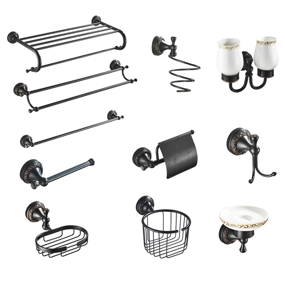 Bathroom Hardware Sets Antique Carved Safety Handrail Soap Dish Toilet Brush Holder Brass European Bathroom Accessories Set Bathroom Hardware Sets Antique Carved Safety Handrail Soap Dish Toilet Brush Holder Brass European Bathroom Accessories Set
