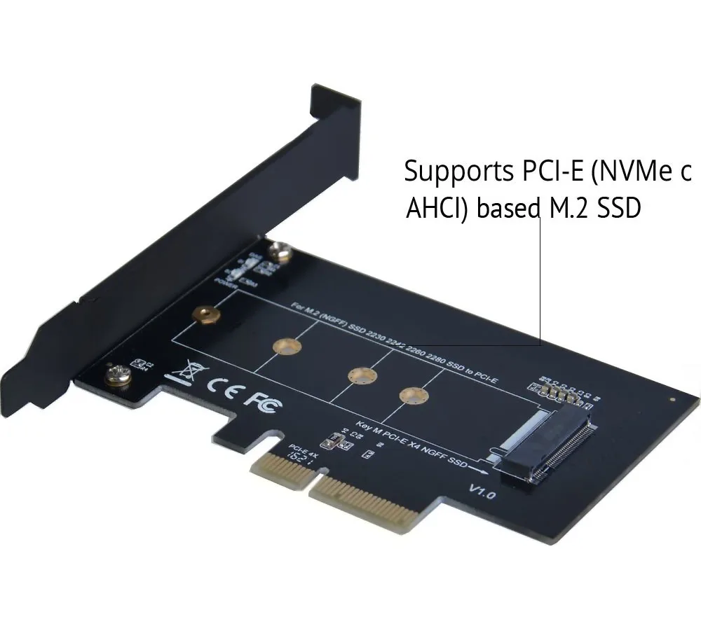 M.2 NGFF SSD M ключ NVME PCIe 3,0x4 карты адаптер Поддержка M.2 PCIe 2280,2260, 2242,2230