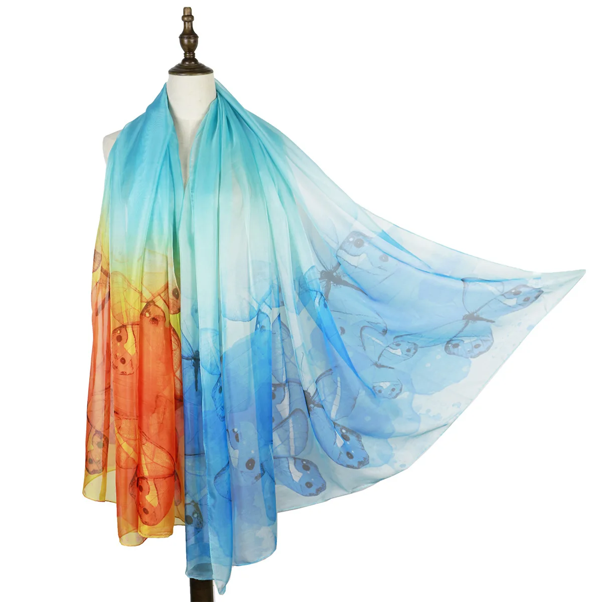 

big shawls wraps butterfly printed beach shawl silk scarfs sarong pareo stole capes mujer fashion oversize echarpe muffler