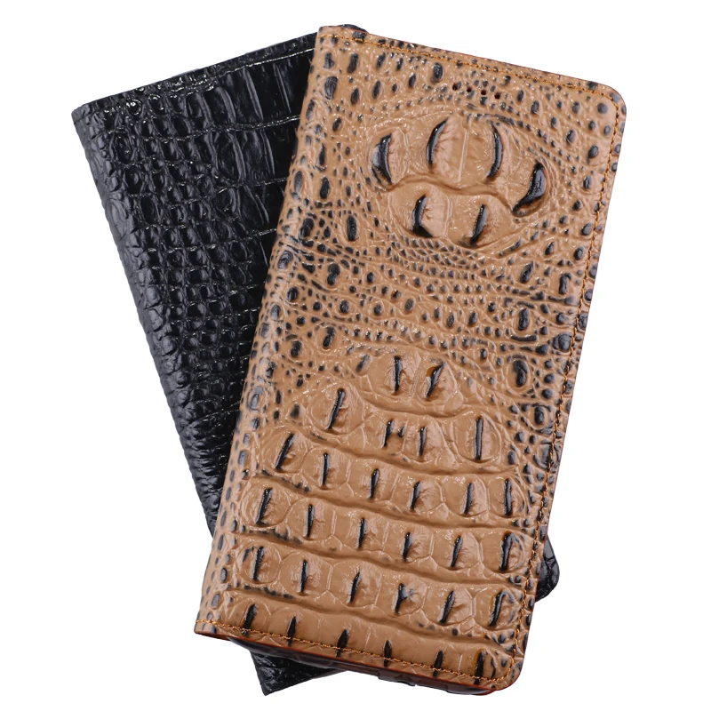 

High Quality Cover For One Plus Three / Oneplus 3 Top Genuine Leather Luxury 3D Crocodile Dorsal Grain Flip Card Case Phone Bag