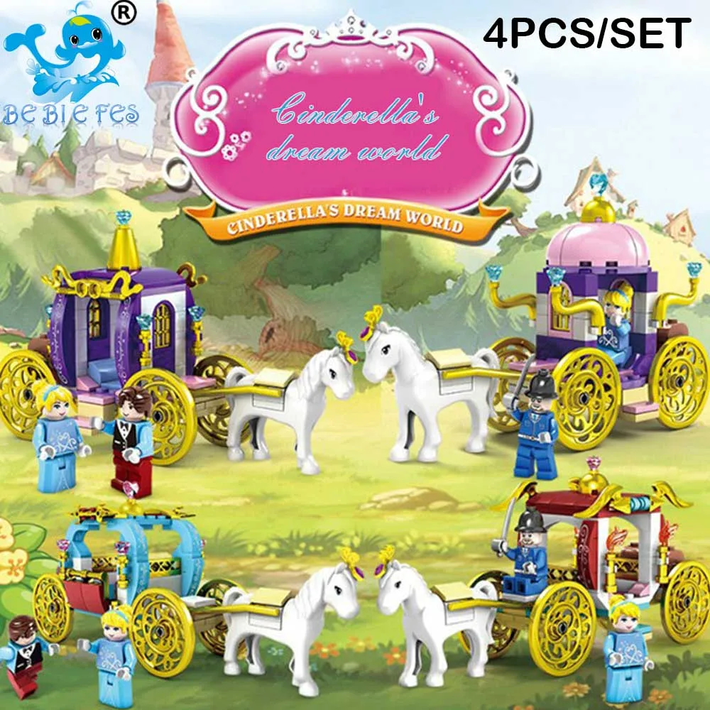 

2019 City Girls Princess Violet Royal pumpkin Car Building Blocks Bricks Model Kids Toys Compatible with LegoING Duplo for Girl