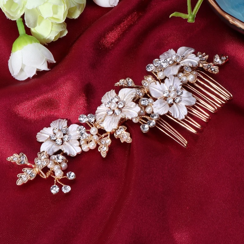

Bride Comb Flower Headwear Rhinestone Women Jewelry Accessories Wedding Handmade Hair Comb wedding hair accessories
