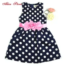 Alice/ Детский милый сарафан для девочек, платье-баллон в горошек с цветочным узором, повседневное летнее плиссированное платье