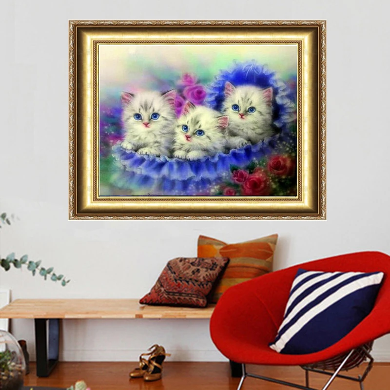 Набор для алмазной живописи коты и розы 40x30 см | Дом сад