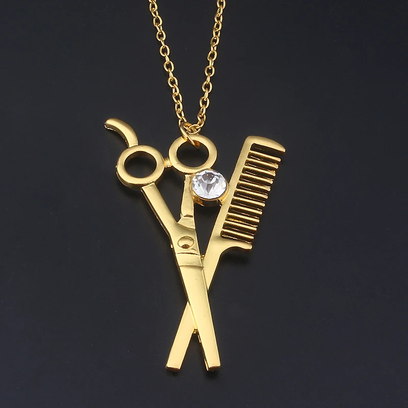 Buy Steampunk Scissors Comb Necklace Pendant Gold Necklace for Women And Men