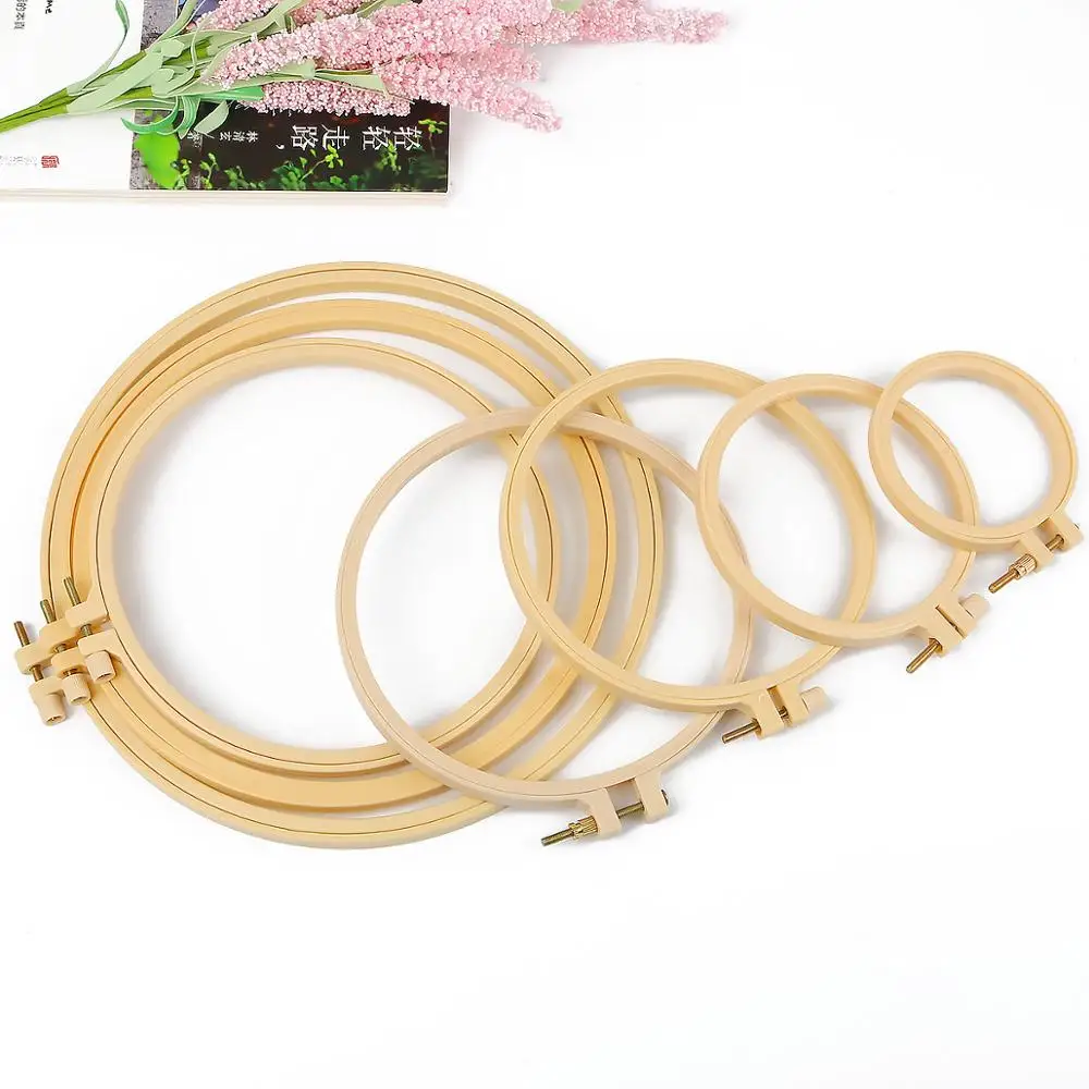 9.5-27.5cm 6 size Adjustable Plastic Imitation Bamboo Embroidered Cross Stitch Crafts Home Tools Circle Sewing Tool | Дом и сад
