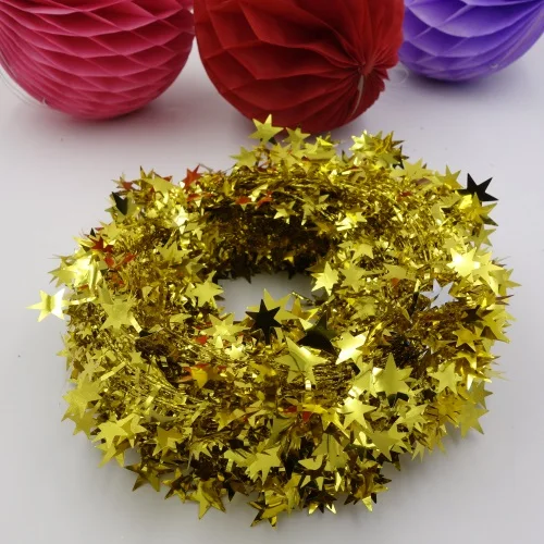 2 метра Рождественская гирлянда со звездой, проволока, домашний декор, гирлянда со звездами, рождественская елка, украшение для свадьбы, сделай сам, ремесла, вечерние принадлежности - Цвет: Golden