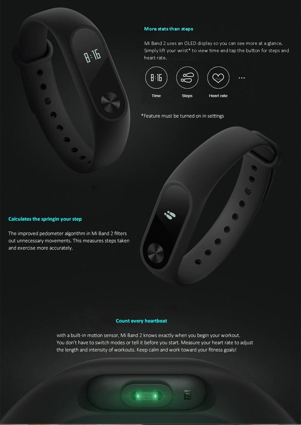 Xiaomi Mi Band 2 Miband 2 Smart Bracelet Wristband Band Fitness Tracker Bracelet Smartband Heart rate Monitor 100% Original (3)