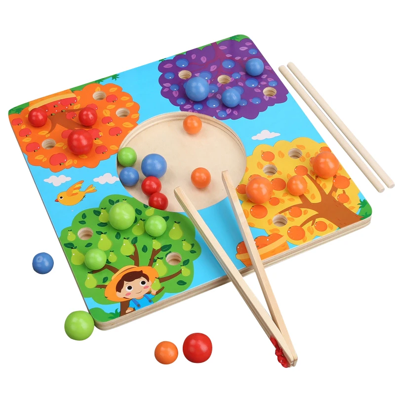 

Candywood Clip Beads Wooden Toys Bead Puzzle Game Color Matching Cognition Kids Montessori Educational Toy For Children Learning