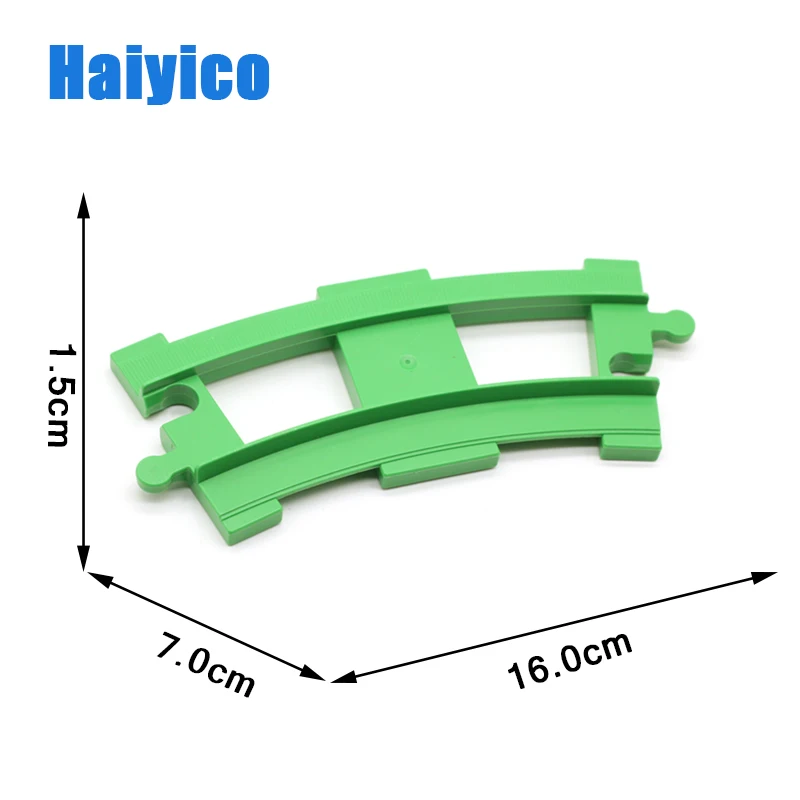 Трек комбинации большие строительные блоки кирпичи железнодорожный поезд кабина аксессуары совместим с Duplo наборы детские DIY игрушки подарок - Цвет: Green curved track